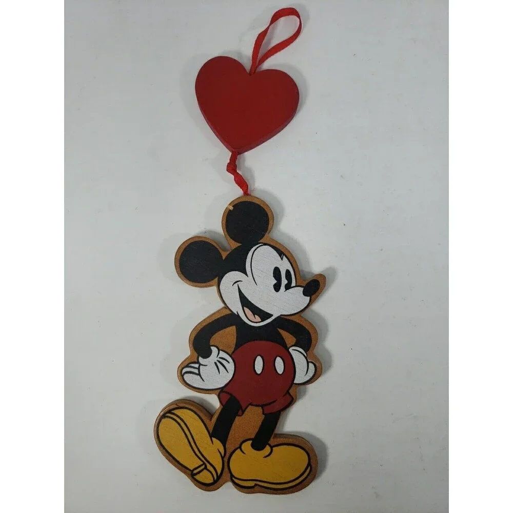 Vintage Disney Mickey Mouse Wooden Ornament Heart Handcrafted in Taiwan 7